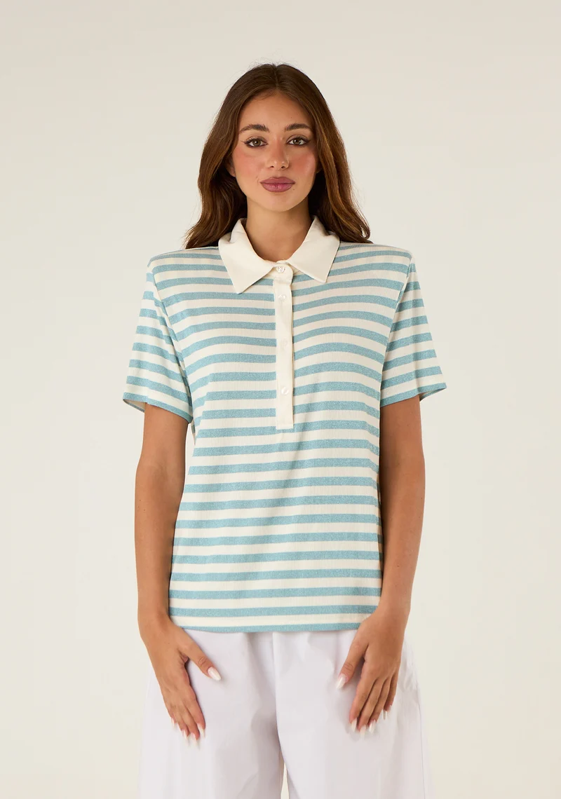 Polo a righe lurex
