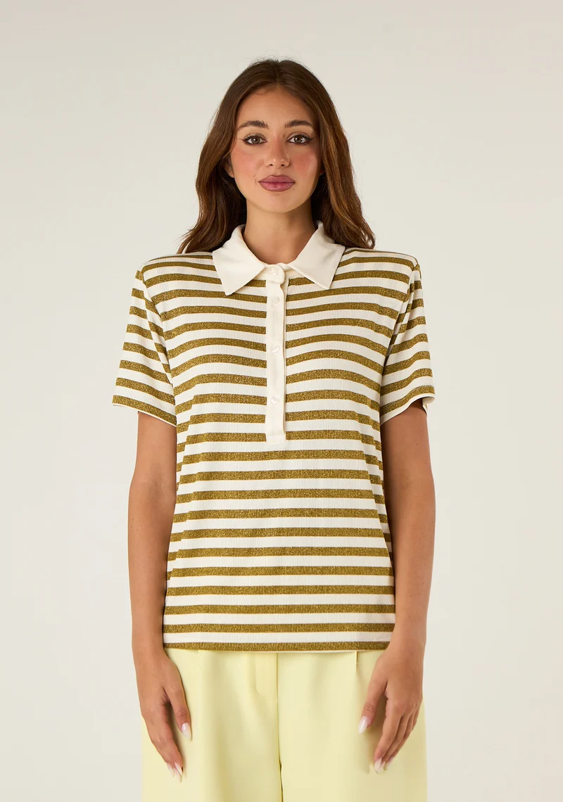 Polo a righe lurex