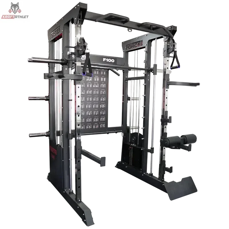 F100 V2 All-In-One Trainer - Multipower - Smith Machine, Double Pulley, Rack + 200 kg Gewichte enthalten Force USA