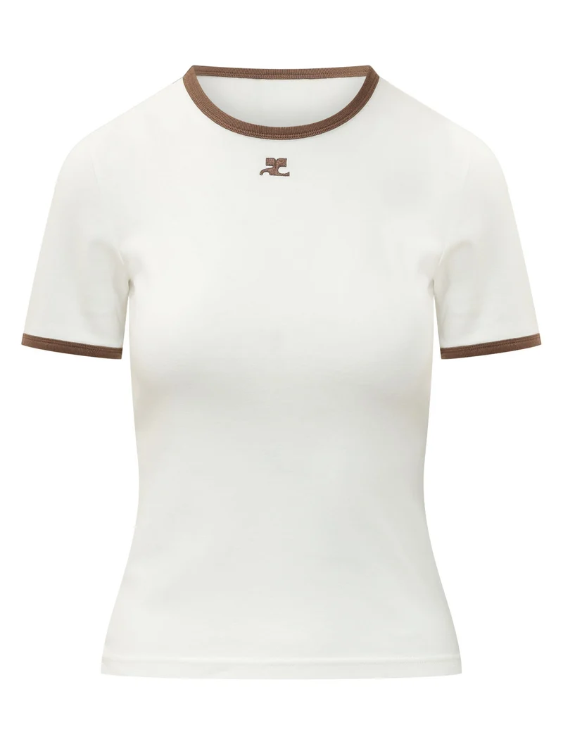 T-shirt con Profili a Contrasto