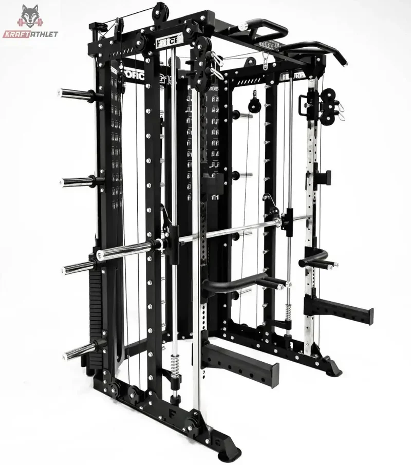 G15™ All-In-One Trainer: Smith Machine, Rack + Double Pulley (Kabelverhältnis 2:1 und 4:1) + 260kg Gewichtsplatten enthalten Force USA