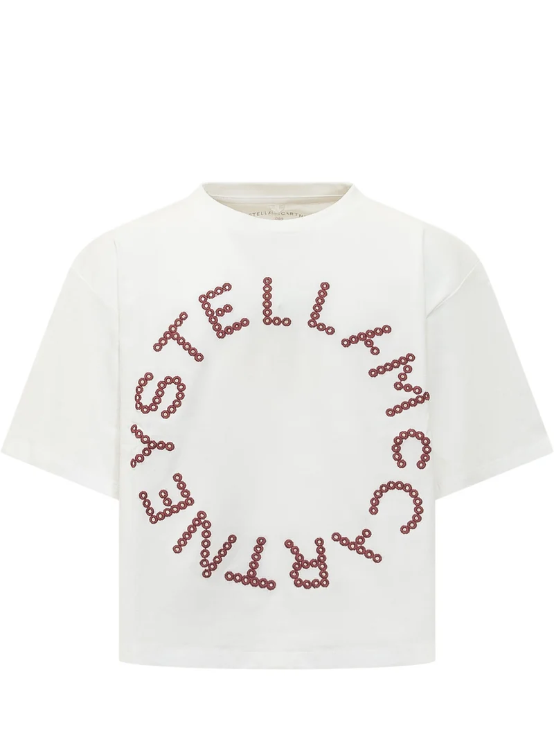 T-shirt con Lettering Applicato