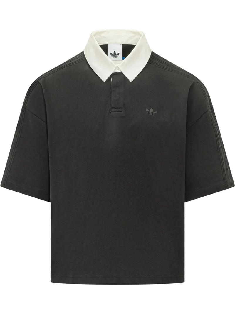 T-shirt con Colletto a Contrasto