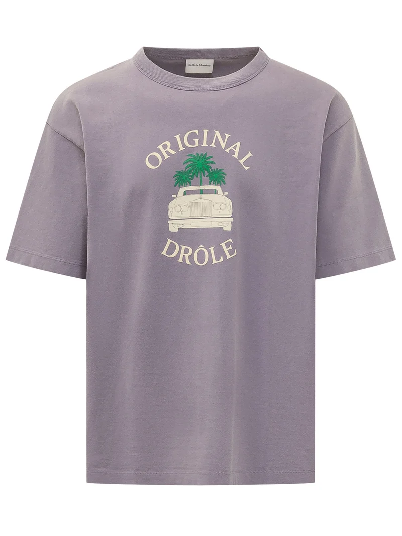 T-shirt con Stampa Auto e Palme