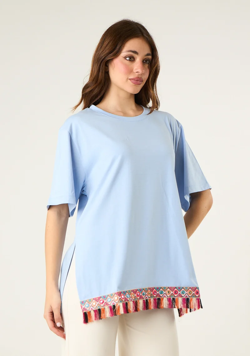 T-shirt con nappe multicolor