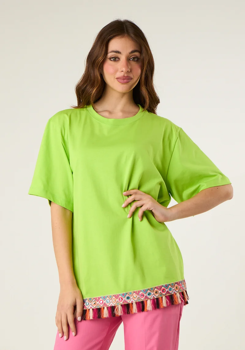 T-shirt con nappe multicolor
