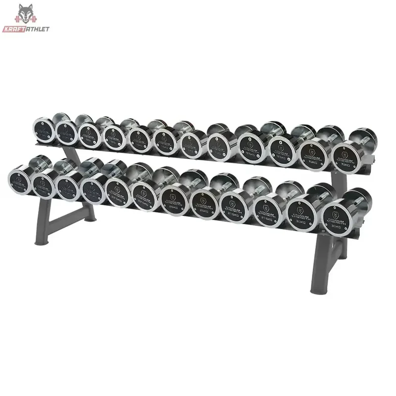 Set Chromhantelset 2,5–30 kg (12 Paare) + Rack Titanium Strength
