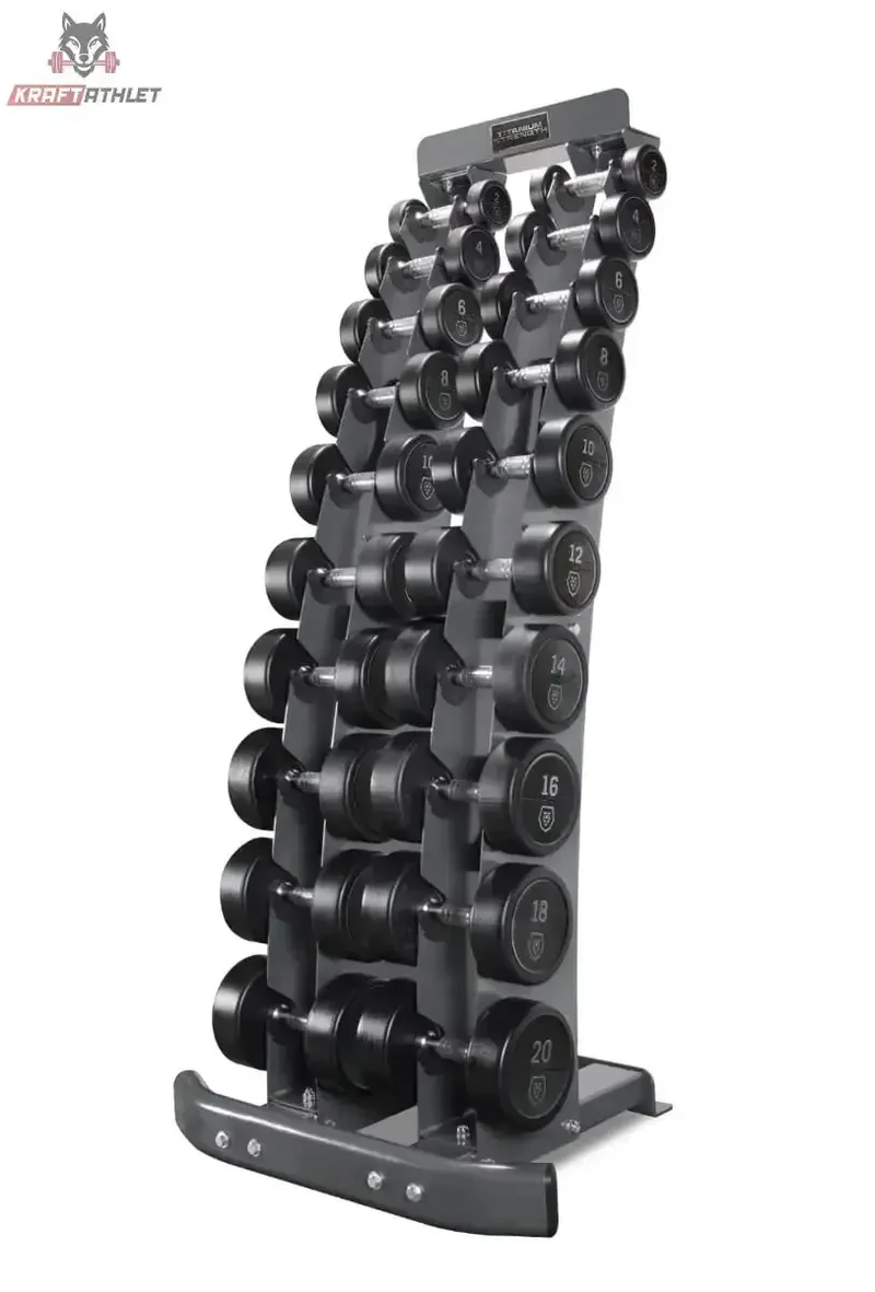 Rubber Hantel-Set 2kg - 20kg + Hantelständer TV20 Titanium Strength