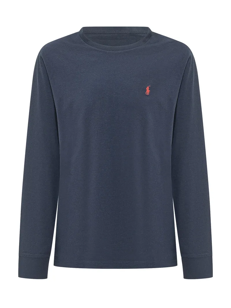 T-shirt a Maniche Lunghe con Logo Ricamato