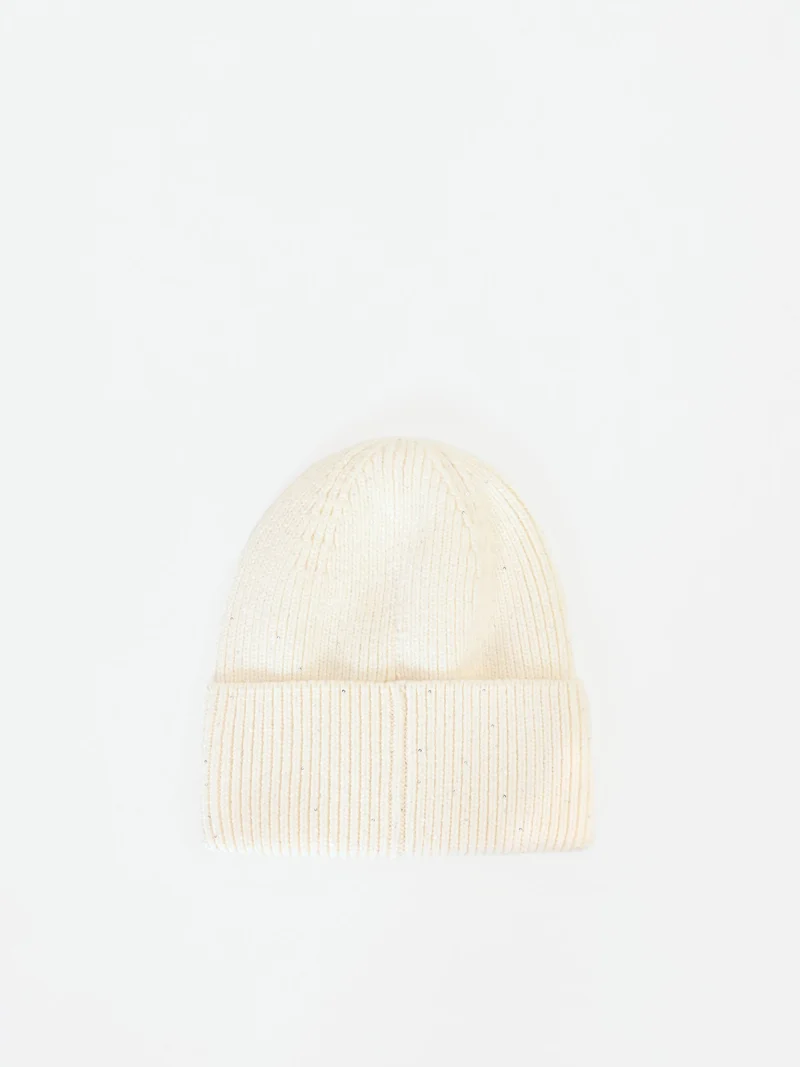 Cappellino panna bianco con micro paillettes