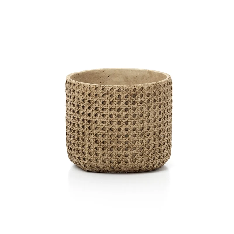 Rattan Planter - Natural Concrete Woven Planter - Large
