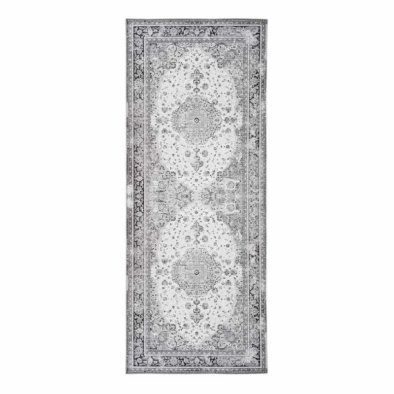 Chenille Hallway Runner - Black and White Havana Pattern, 80x200 cm