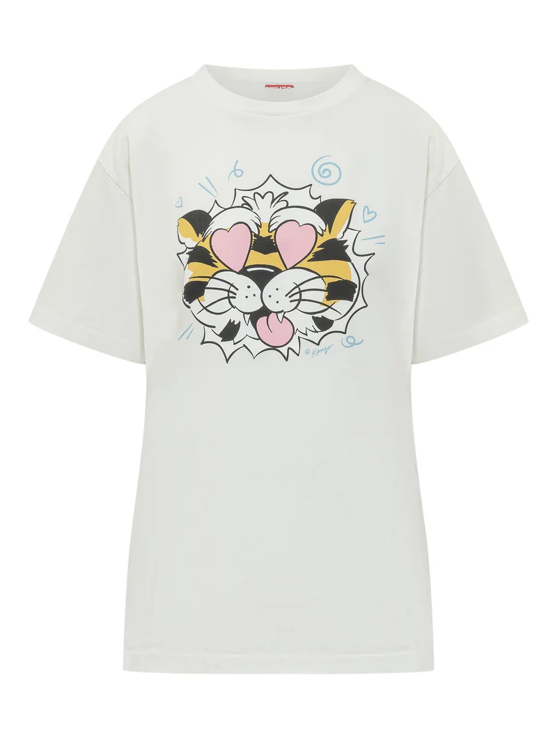 T-Shirt Oversize con Stampa Tigre
