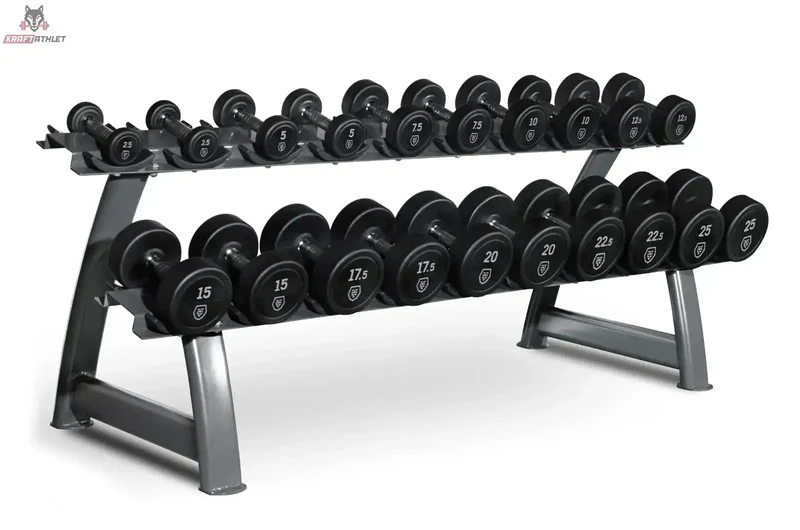 Gummi-Hantel-Set 2,5- 25Kg + Rack HD25 Titanium Strength