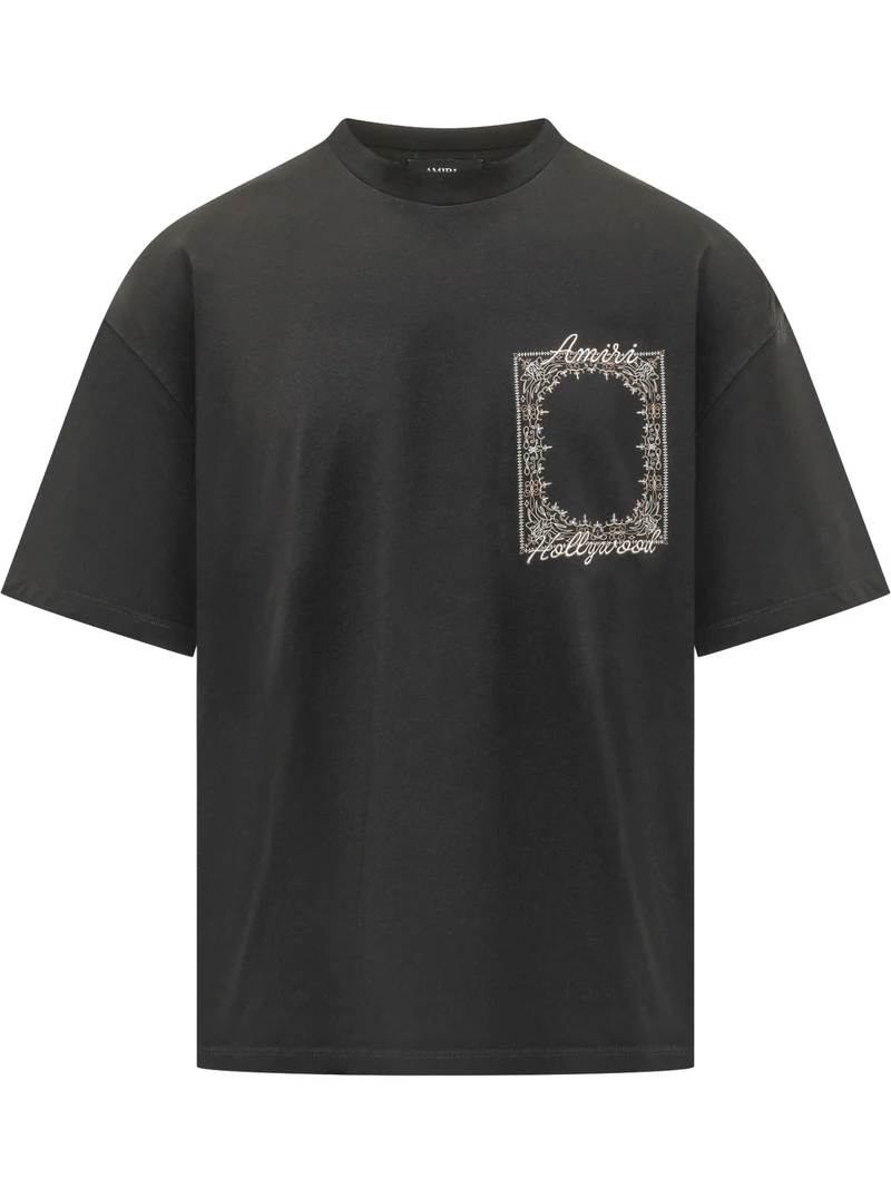 T-shirt con Grafica Ornamentale sul Petto