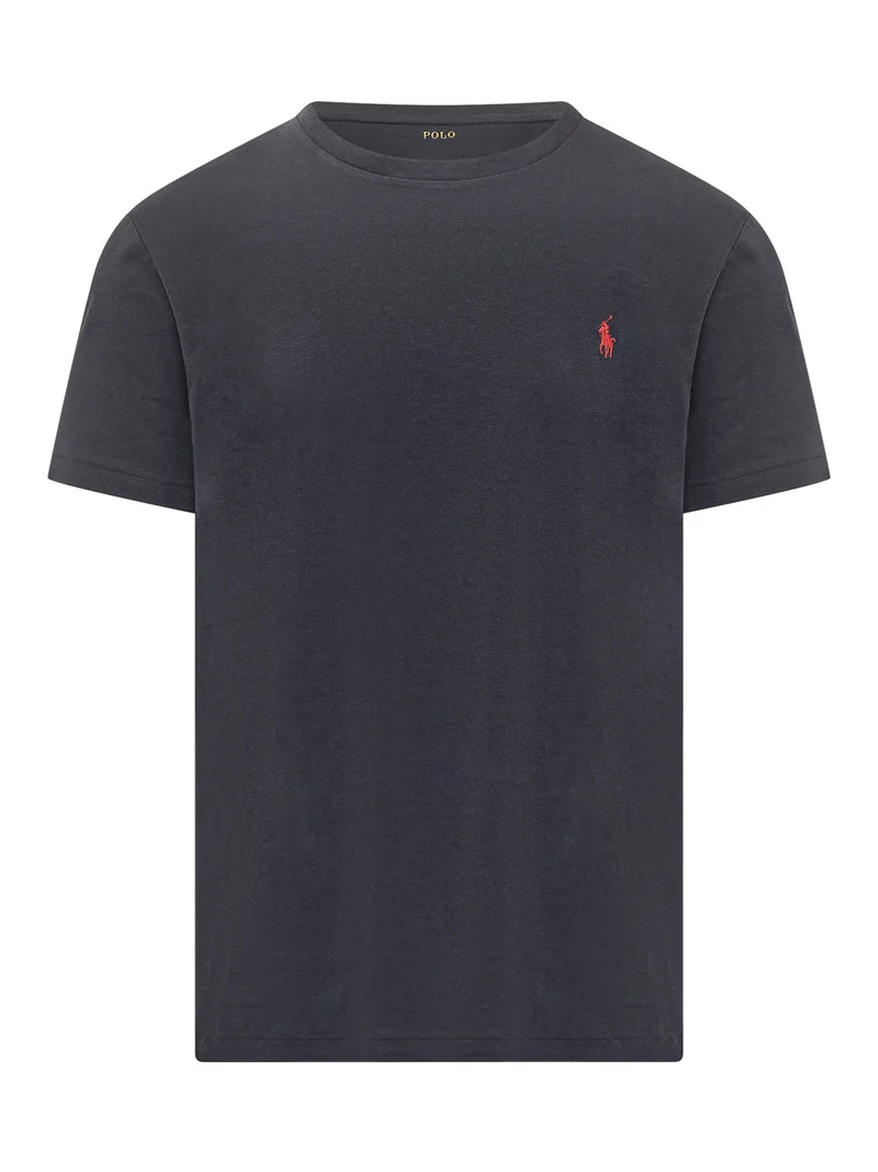 T-shirt a Maniche Corte con Ricamo Logo sul Petto