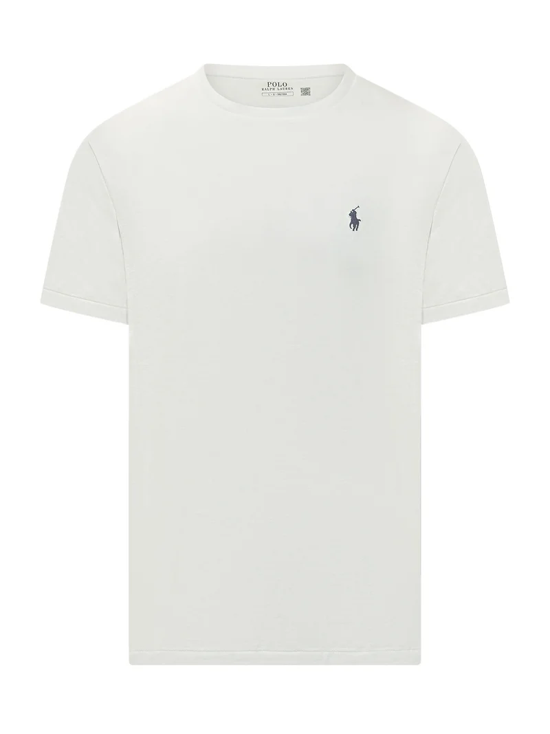 T-shirt a Maniche Corte con Ricamo Logo sul Petto
