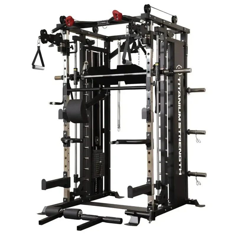 All-in-One Trainer – Doppelseilzug (2x90 kg), Multipower, Power Rack und Beinpresse MX90 Titanium Strength