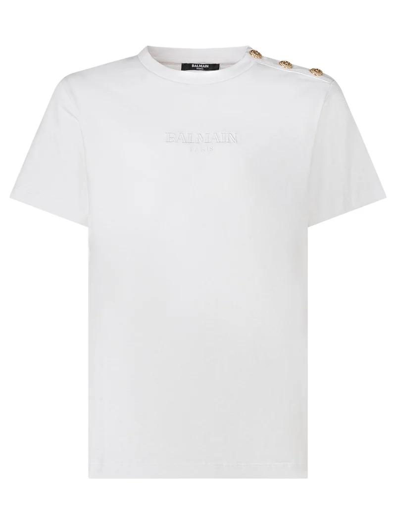 T-shirt con Bottoni Decorativi
