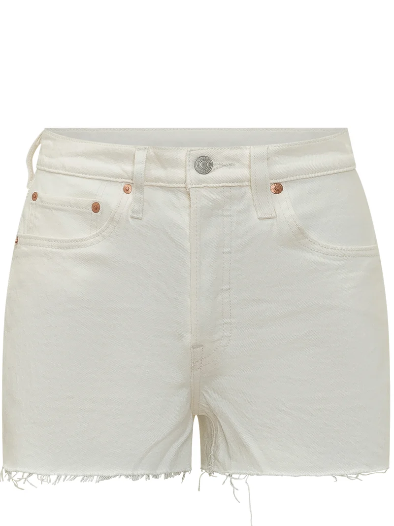 Short in Denim con Orlo Sfrangiato