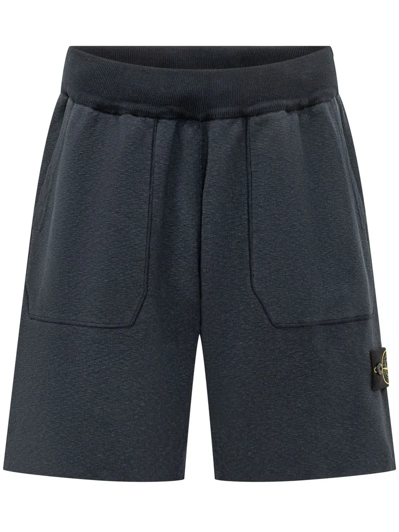 Bermuda in Maglia con Tasche Applicate