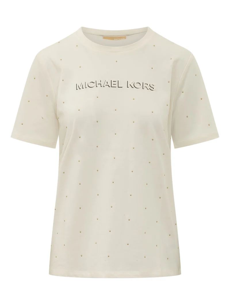 T-shirt con Micro Borchie e Logo