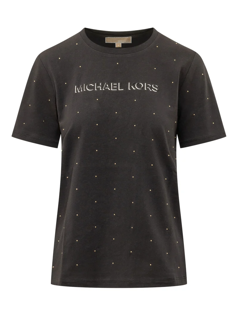T-shirt con Micro Borchie e Logo