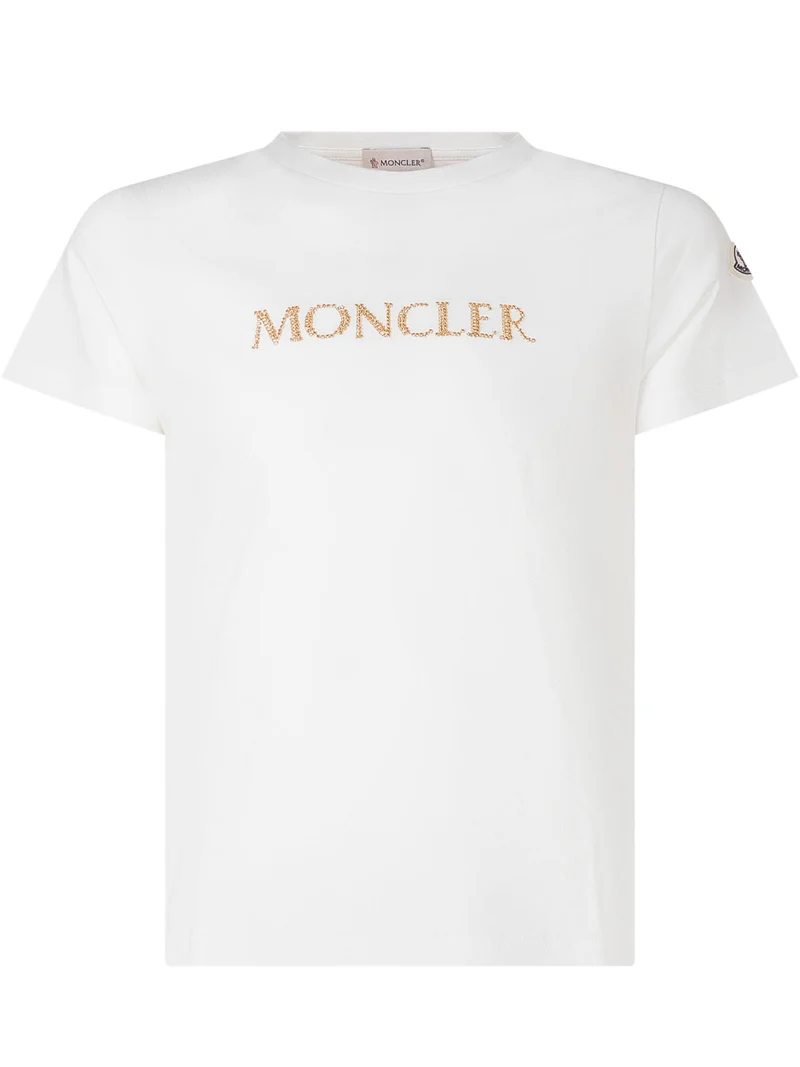 T-shirt con Scritta e Applicazione