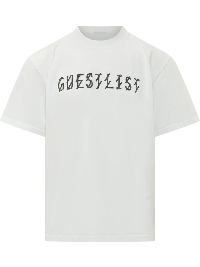 T-shirt Girocollo con Scritta Frontale