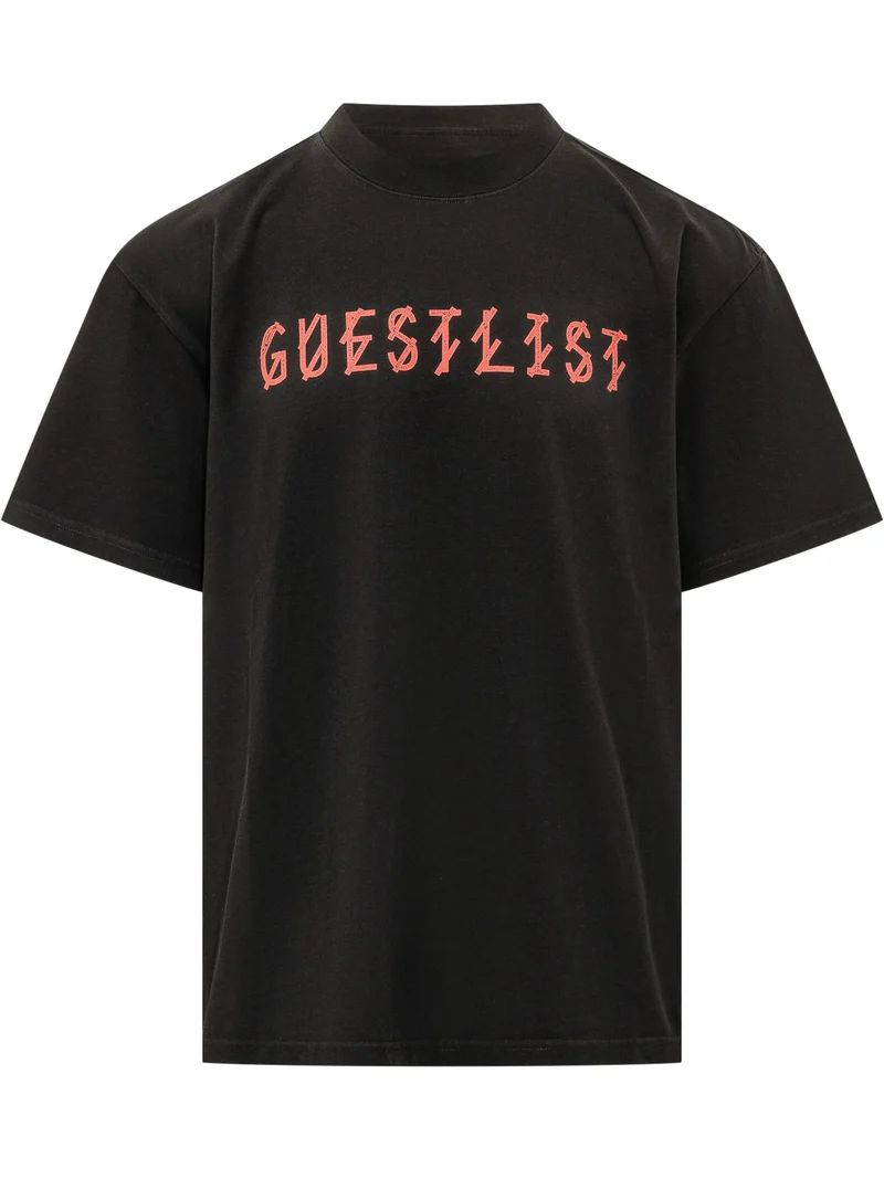 T-shirt Girocollo con Scritta Guestlist