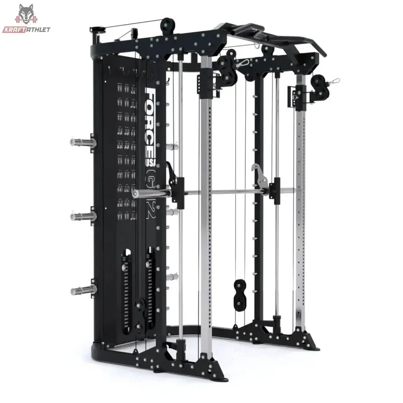G12™ V2 All-In-One Trainer - Double Pulley (2 x 100 kg), Smith Machine, Multifunktionstrainer, Rack und Beinpresse Force USA