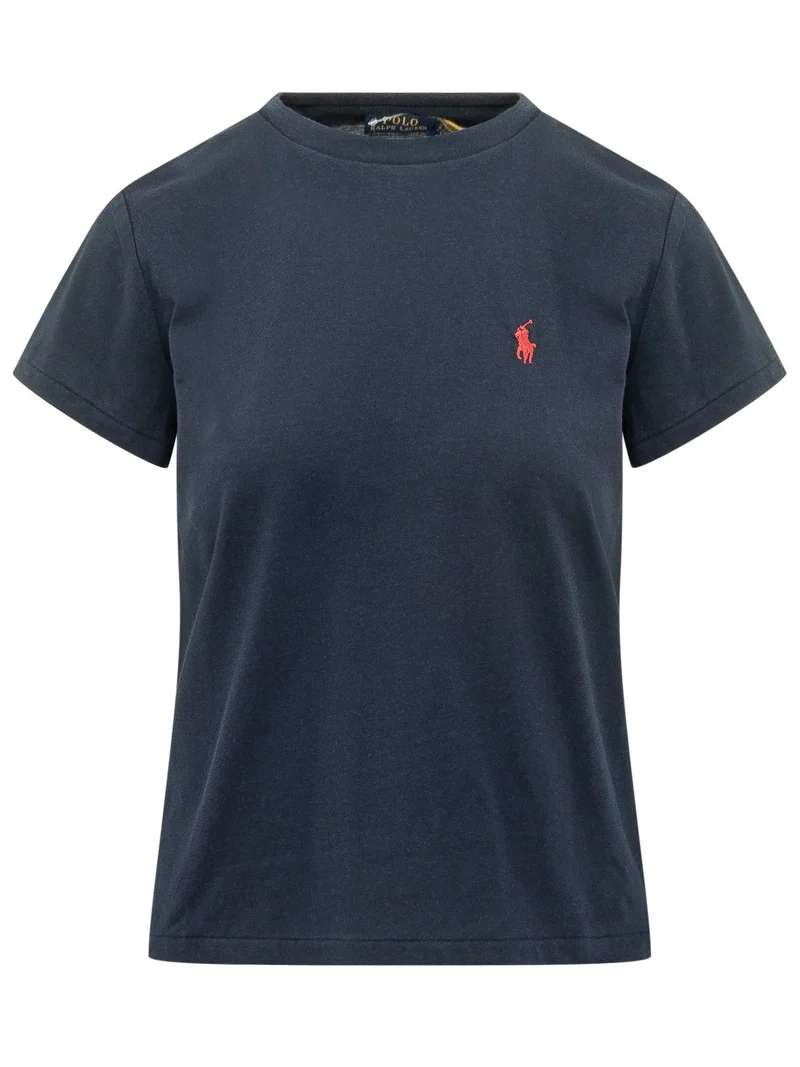 T-shirt Girocollo con Ricamo Logo