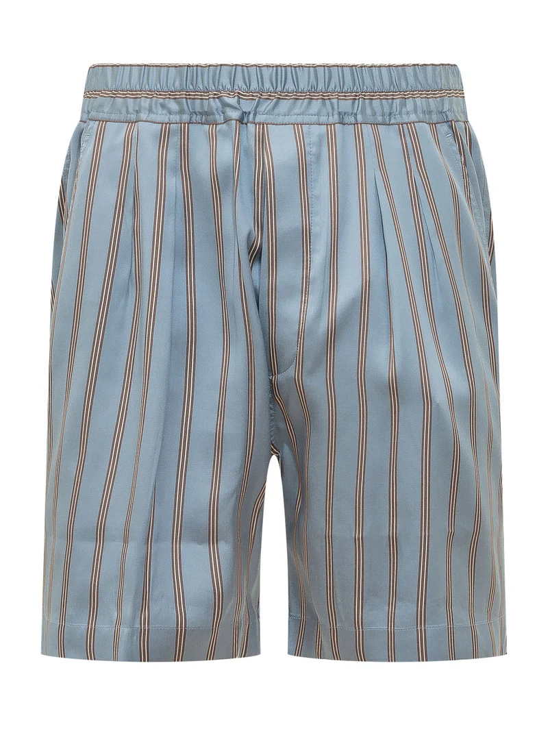 Pleated Lounge Shorts a Righe