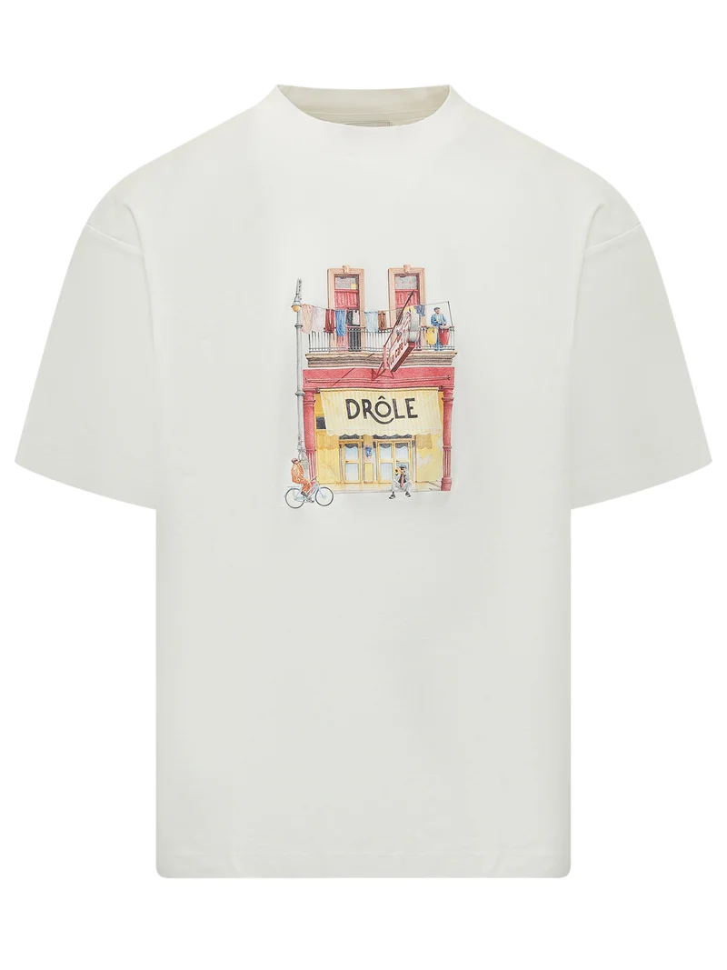 T-Shirt con Stampa Drole Café