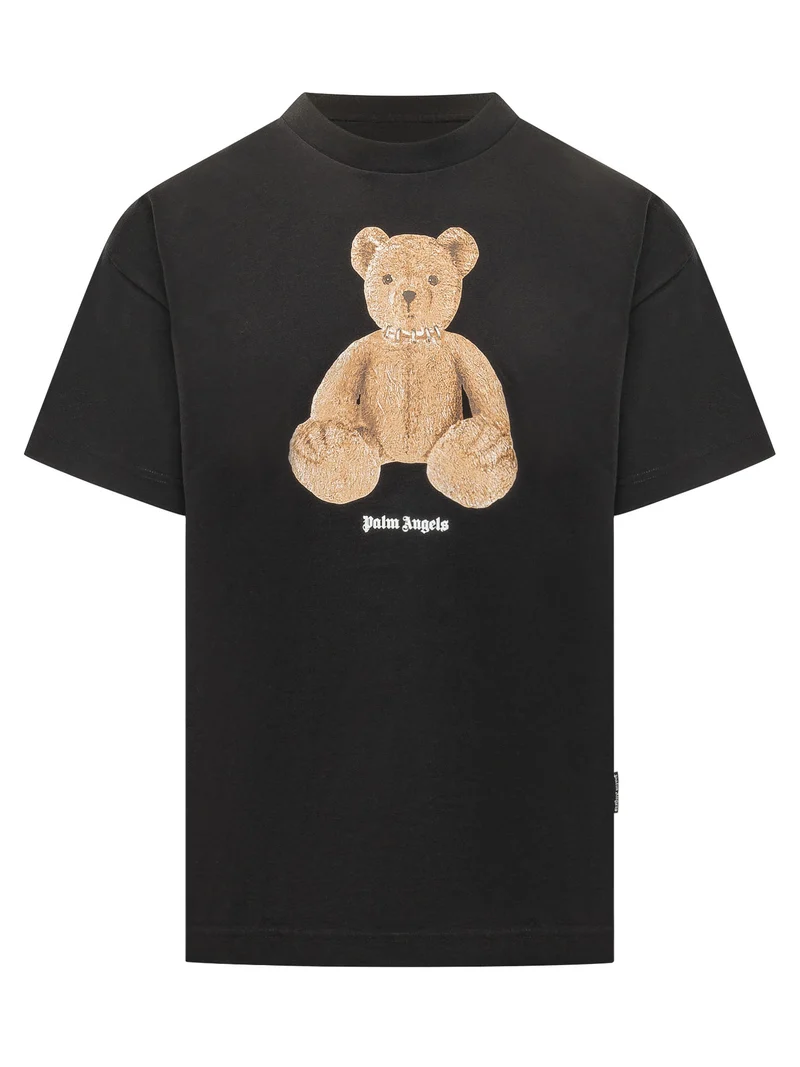 T-shirt con Stampa Orso e Logo Frontale