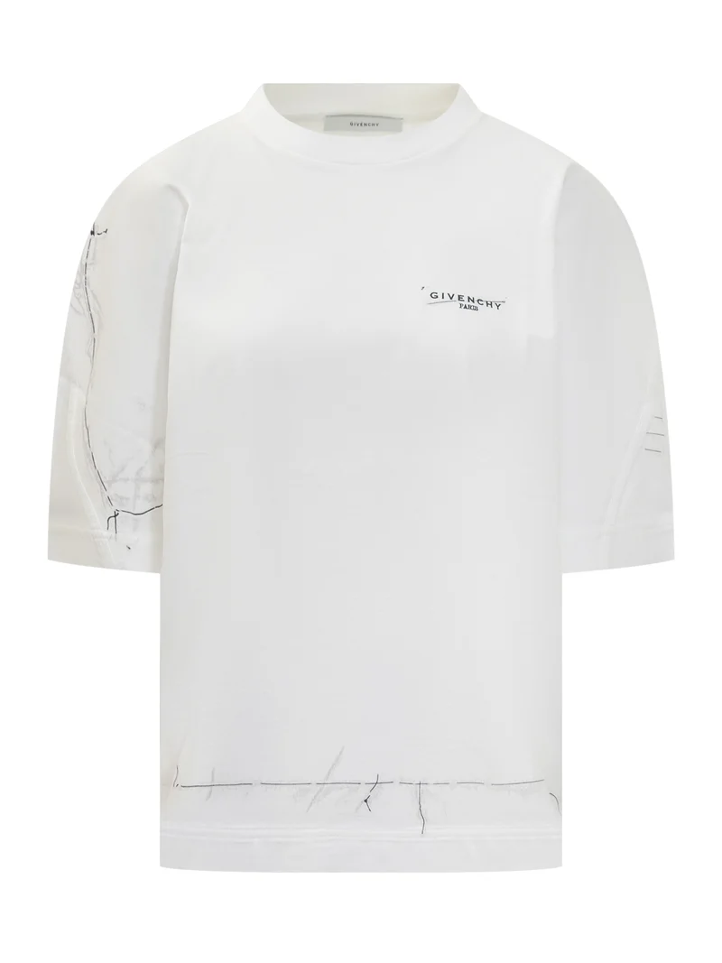 Givenchy T-shirt Bianca con Logo Ricamato