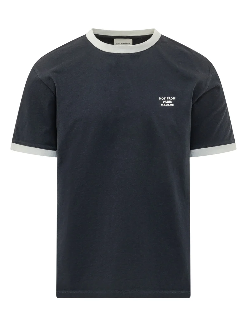 T-shirt Slogan con Profili a Contrasto