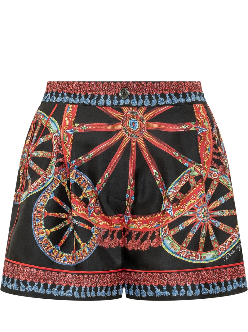 Shorts con Stampa Ornamentale