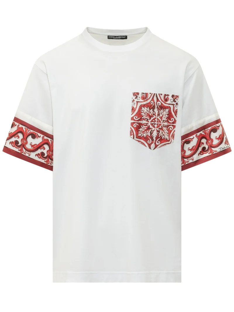 T-shirt a Girocollo con Taschino Stampato