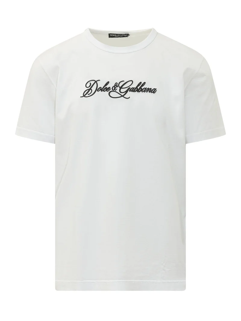 T-shirt a Girocollo con Lettering Ricamato