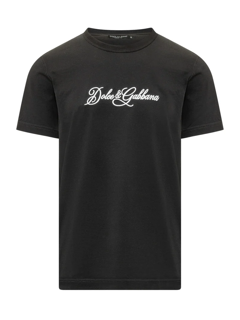 T-shirt a Girocollo con Lettering Ricamato