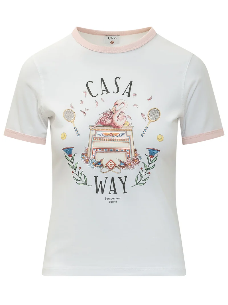 T-shirt Longline con Stampa Grafica