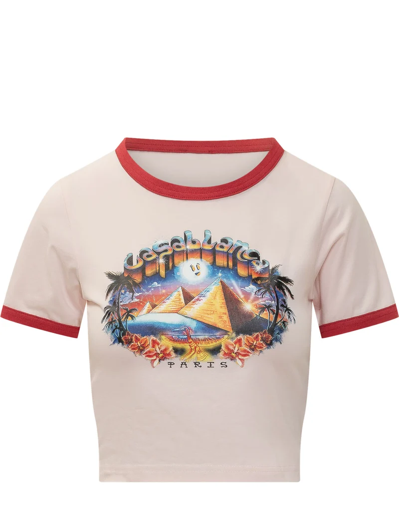 T-shirt Cropped Baby con Stampa Grafica
