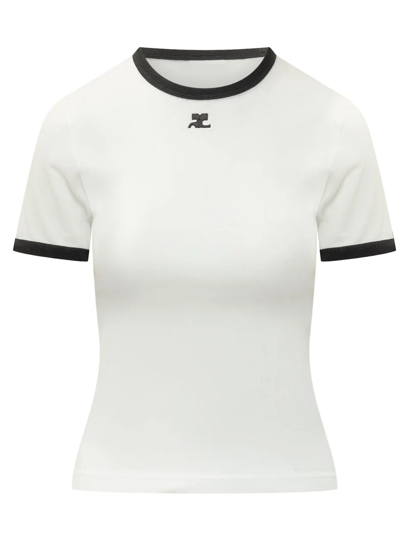 T-shirt con Bordi a Contrasto