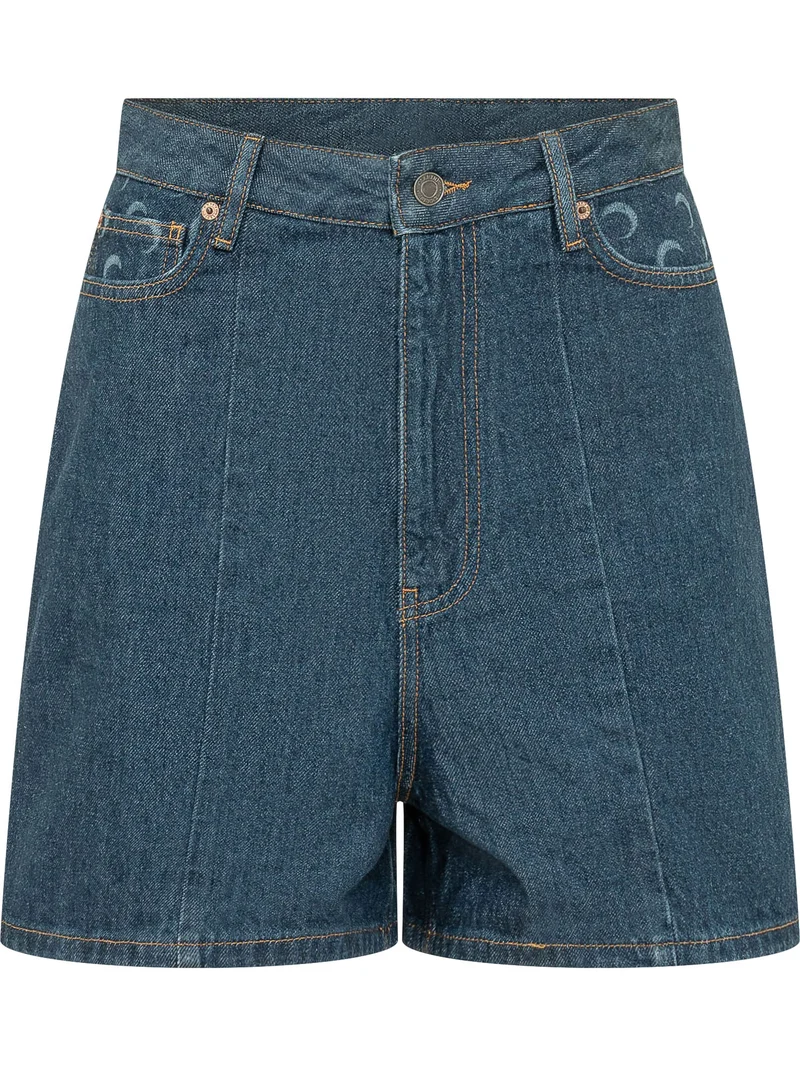 Shorts in Denim con Tasche e Chiusura Frontale