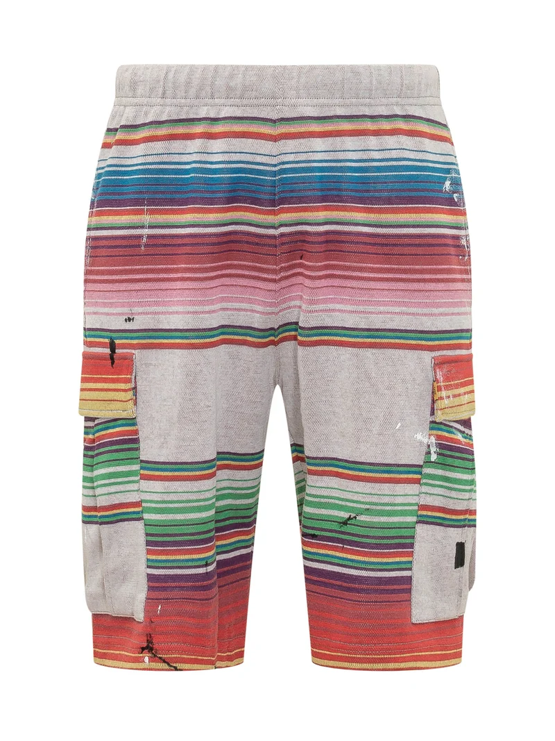 Shorts con Tasche Laterali e Motivo a Righe