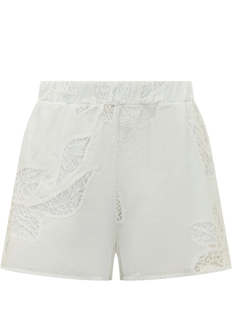 Shorts con Ricamo Floreale