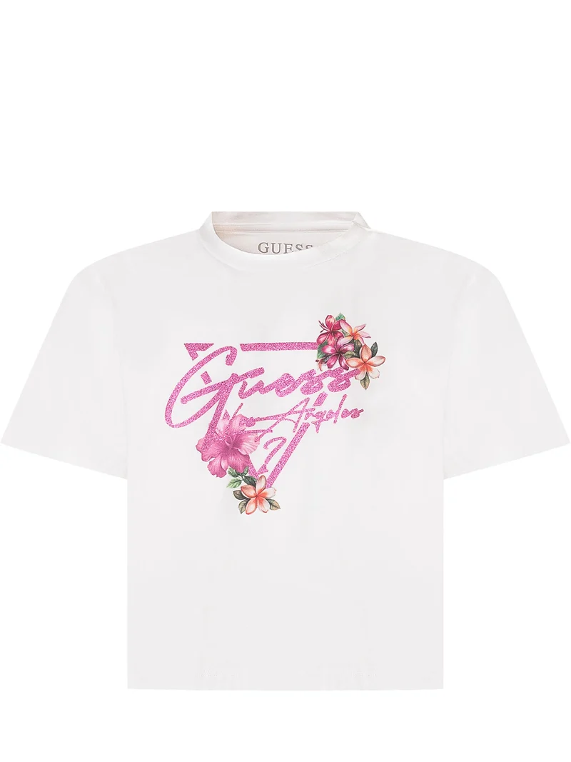 T-shirt Crop con Stampa Floreale