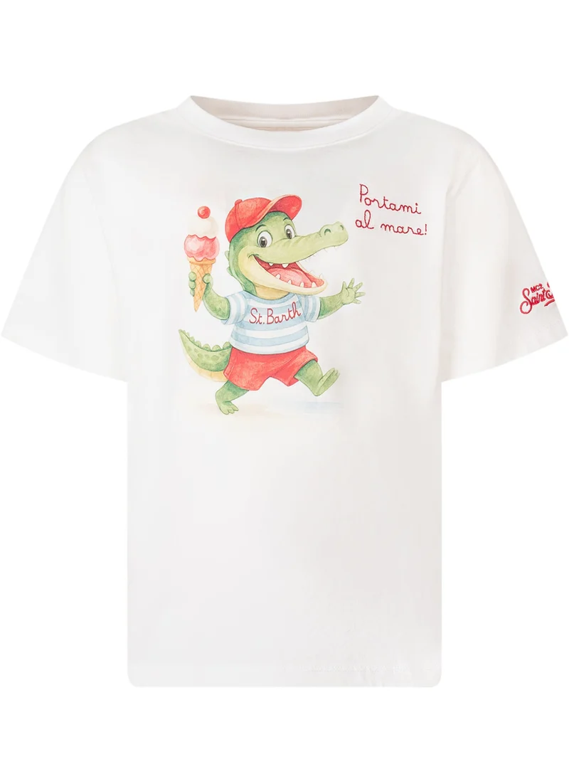 T-shirt con Stampa Illustrata Frontale