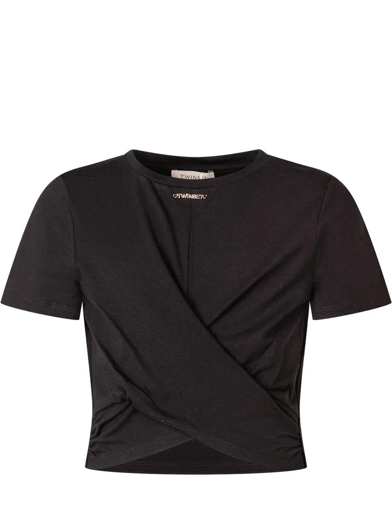 T-shirt con Drappeggio Frontale